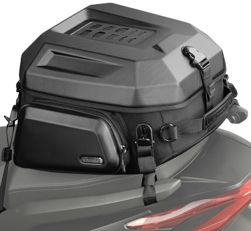 Rhinowalk Motorrad-Hecktasche Hartschale Satteltasche– Erweiterbar 23–35L Sitzbanktasche mit wasserdichtem Innensack, Helmfach, Rucksack-Funktion, ABS-Topcase (mattschwarze Hülle)