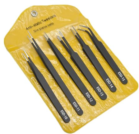 WeddHuis 6 Praezisions Pinzette Set, Gebogener Spitze, Modellbau Pinzettenwerkzeug aus Edelstahl Spitz Pinzette für Computer Elektronische Reparaturen, Schmuck Präzisionsarbeit, Laborarbeit, Schönheit