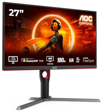 AOC Quad HD Gaming Monitor Q27G3XMN/BK 27 VA Mini LED 180Hz 1ms Black