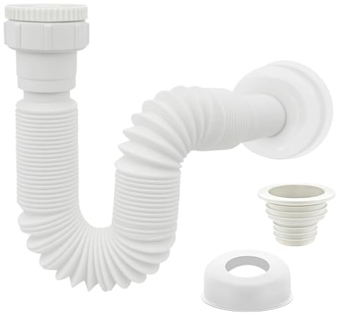 Leyrens Flexibler Ablaufschlauch, Siphon Ablaufschlauch 1 1/4 zoll x 32 mm ausziehbar Sifon für Waschbecken, Geruchsverschluss, Röhrensiphon aus Kunststoff, Ablaufgarnitur für Waschtisch