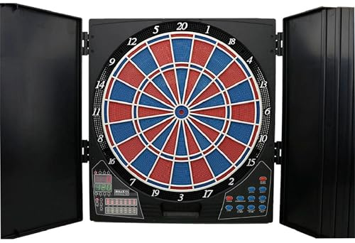 Elektronisches Dartboard im Premium-Kabinett, Turniergröße, Originalstimme Russ BRAY & 28 Spiele