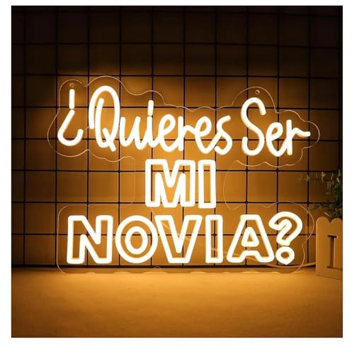 LEMST Luces de neón Quieras Ser Mi Novia Letrero De Neón USB Propuesta Española Luz LED Regulable Para Aniversario De Bodas Decoración De San Valentín 15.75inx11.4in