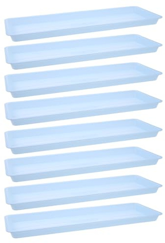 TOYANDONA Lot de 8 Soucoupes Rectangulaires Étanches en Plastique Bleu, Grand Format 45 X 16,5 Cm, Bac Récupérateur d'eau pour Pots de Fleurs D'intérieur et D'extérieur, Accessoire
