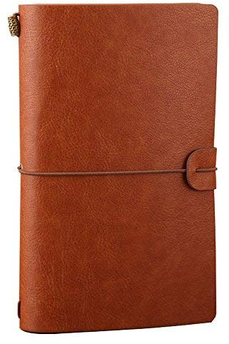 Leather Journal, Alohha Tasks Vintage Handmade Refillable Traveler's Notebook Notepad Diary Gift for Men Women Students, Brown
