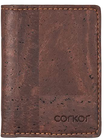 Corkor Portafoglio Uomo di Sughero Porta Documenti Protezione RFID Carte da Credito Vegan Marrone