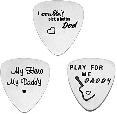 Gitarrenplektren für Papa, Vatertagsgeschenk von Tochter/Sohn, Edelstahl, 3 Stück