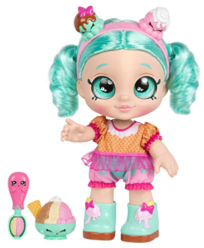 Kindi Kids Poupée Peppa-Mint de 25 cm pour Enfants de 3 à 5 Ans, avec 2 Accessoires Shopkin