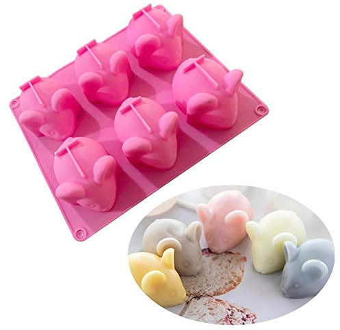 XLZSP Silikonform mit 6 Mulden, Cartoon-Tier, für Fondant, Seife, Kerzen, Mousse, Pudding, Schokolade, Kekse, Zucker, Handwerk, Eisform, DIY, Cupcakes, Dekoration, Backwerkzeug