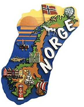 Norway 3D Map Souvenir Fridge Magnet Gift,Handmade Home & Kitchen Decoration Norway Refrigerator Magnet Collection