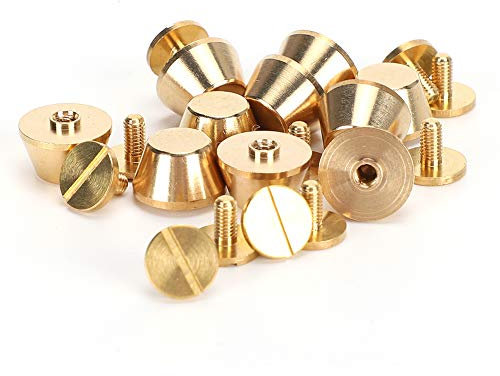 Oumefar 10 Pezzi Retro Viti Borchie Piedi Nailhead Borsa Borsa Bagagli Piatto Rivetto Perno 12mm Materiale in Ottone Cintura Artigianale in Pelle