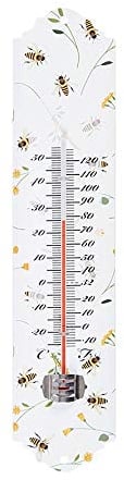 Rivanto® Thermometer Bienenmuster von -25 °C bis +55 °C, Höhe 30 cm, aus Metall