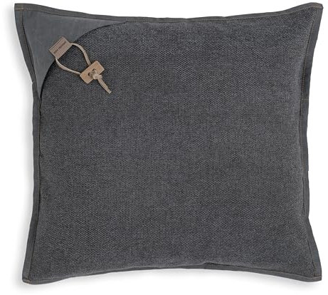 KNIT FACTORY - Hope Kissen - Modernes Dekokissen mit feinmaschigen Struktur - Couchkissen mit Füllung und Bezug - Quadratische Sofakissen - 50x50 - Anthrazit