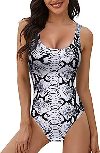 JFAN Costumi da Bagno Interi Donna con Scollo U Trikini Costume da Mare Spiaggia Piscina Sexy Costume da Bagno Intero Donna di Moda(Serpentina,S)