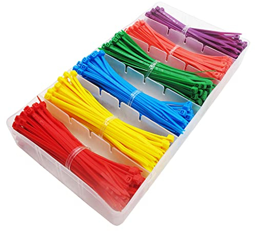 Superun Kleine farbige Kabelbinder, 10,2 cm, 480 Packungen Kabelbinder, mehrfarbig, gemischte Drahtbinder, Sortiment, Rot, Gelb, Blau, Grün, Rosa, Violett