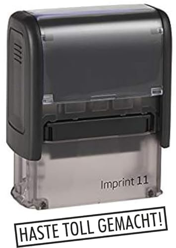 Selbstfärber Imprint, Sprüche-Stempel – HASTE TOLL GEMACHT - von Kaufhaus 2010 zum Bestempeln von Schriftstücken aller Art, Gruß- und Glückwunschkarten, Textilien und vieles mehr. 37 mm lang