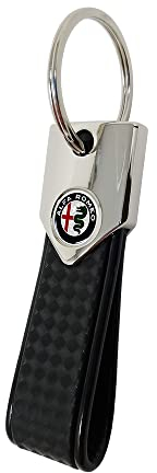 4R Quattroerre.it Schlüsselanhänger Elite Alfisti Carbon Silber Holographisch mit Alfa Logo, Carbon Schwarz, One size