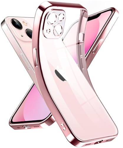 Supdeal Custodia Trasparente per iPhone 13 Mini, Mai Gialla con, Protezione Fotocamera, Cover Case in Silicone Trasparente Ultra Sottile e Leggera, Impronte Digitali Antiaderenti, 5,4, Rosa