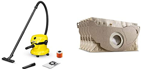 Kärcher Aspirateur Multifonction WD 2 Plus V-12/4/18/C, Fonction Soufflerie, Puissance : 1000 W, Cuve PVC : 12 l, Flexible : 1,8 m & Sachet filtre papier accessoire pour les aspirateurs multifonctions