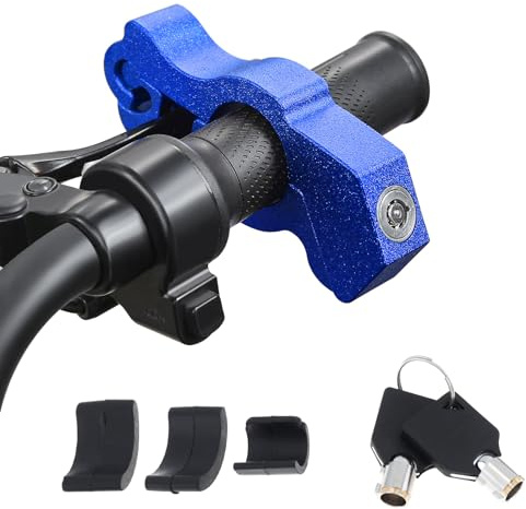 Windance Motorcycle Handlebar Grip Lock,Throttle Clutch Brake Lever Lock, Anti Theft 2 Keys to Secure Your Motorcycle Bike ATV Moped Scooter in Under 5 Seconds (Blue, L)
