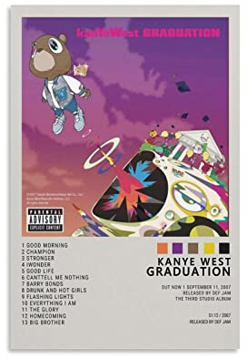 Kanye West Poster Kanye West Graduation Leinwand Poster Schlafzimmer Dekoration Landschaft Büro Valentinstag Geburtstag Geschenk ohne Rahmen Stil 30 x 45 cm