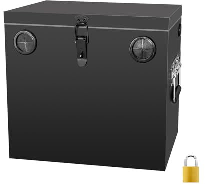 Peastorm Trailer RV Marine Battery Box - 12V Waterproof Steel Battery Relocation Kit for Boat, Trolling Motor, Kayak (Group 24 Black)