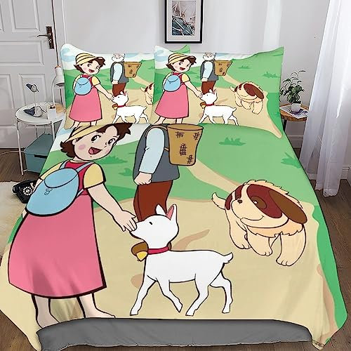 Rochile Heidi Bettwäsche Kinder Mit Bettbezug und Kopfkissenbezüge, Mikrofaser Reißverschluss, Weiche Bequemer King (220x240cm)
