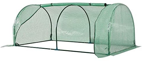 Outsunny Invernadero de Exterior 200x100x80 cm Invernadero de Jardín Tipo Túnel con Marco de Acero y Cubierta de PE Invernadero Pequeño para Cultivo de Plantas Tomates Verde