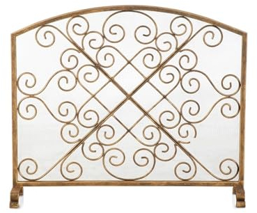 Protectora para Chimenea Gold Color Creative European Style Iron Frame Guardrail Fireplace Screen, Protective Cover Partition, Fireproof Fireplace Accessories Salvachispas