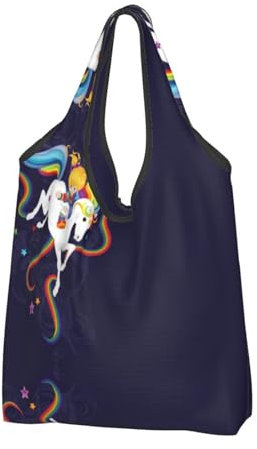 Jmorco Rainbow Bright Große wiederverwendbare faltbare Damen-Einkaufstasche Eco Tote Handtasche faltbar Shopper Tasche, Rainbow Bright, Einheitsgröße