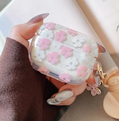 Olytop Schutzhülle für Airpods Pro 2. / 1. Generation, transparent, weiches TPU, Blumen-Design, für iPod Pro 2/1 Gen 2023/2022/2019, Rosa