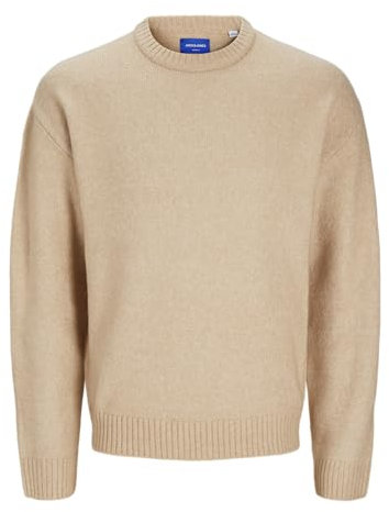 JACK & JONES Jorollie Knit Crew Neck Sn Pull en Tricot, Taupe, M Homme