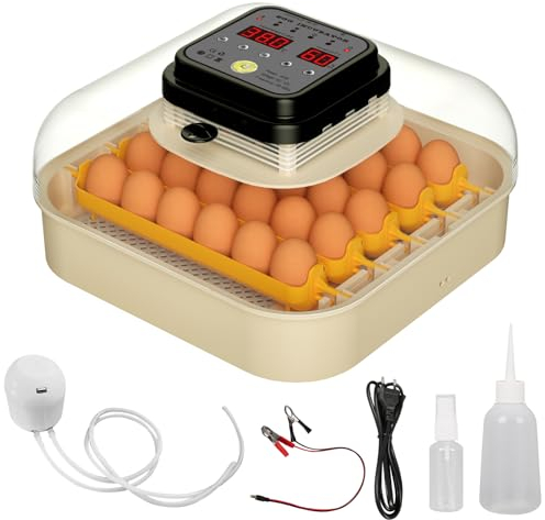 Brutmaschine Vollautomatisch 16/30 Eier Brutautomat Inkubator Hühner ,Brutautomat für Hühner, Enten & andere Vögel ,Inkubator,Integrierte Eierschale,Temperaturkontrolle (30 Eier)