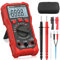 Neoteck Digital Multimeter Voltmeter 2000 Zähler Spannungsprüfer AC/DC Strom Spannung Widerstand Kapazität NCV Frequenz Temperatur Messgerät mit Krokodilklemme - Rot