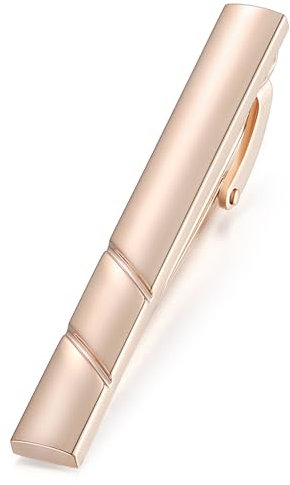 HONEY BEAR Mens Tie Clip Bar - Normal Size Stainless Steel for Business Wedding Gift,5.4cm (Glossy Rose Gold)