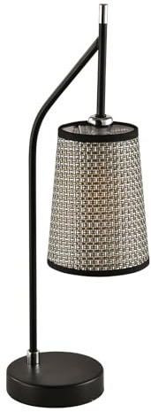 LQWELL® Tischlampe, Retro Vintage Tischleuchte, Schwarz, Imitatgold, Beiger Stoffbezug E14 Nachttischlampe, Metall Schreibtischlampe Esstischlampe für Schlafzimmer Wohnzimmer, Keine Glühbirne