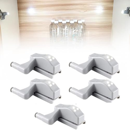5Pcs Cabinet Hinge LED Sensor Light, Warm/Cool White Universal Cabinet Hinge LED Sensor Light,Cupboard Hinge Lights for Living Room Bedroom Wardrobe Kitchen Night Lights (cool light)
