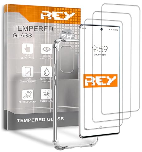 REY [Lot de 3] Verre Trempé et Coque Anti-Shock pour Samsung Galaxy A51 5G, Verre trempé et Silicone TPU Haute résistance