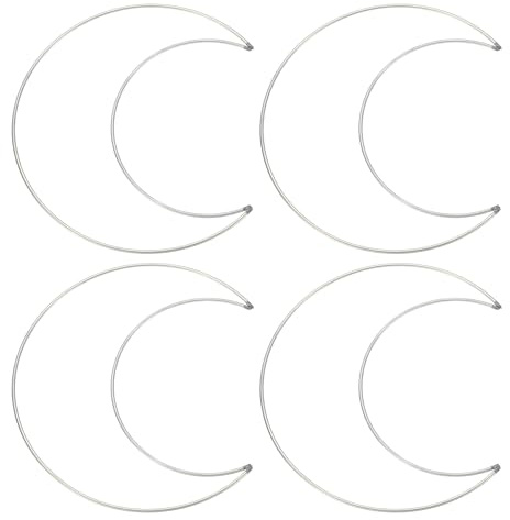 PATIKIL 8 Zoll Mond Traumfänger Ringe, 4 Stück Metall Weihnachten Makramee Kranz Blumenring Reifen für Zuhause Auto DIY Handwerk Hochzeit Wanddekoration, Silber