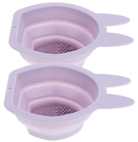 Ipetboom 2pcs Practical Silicone Makeup Brush Cleaner Bowl Rabbit Design Multipurpose Hanging for Home Use