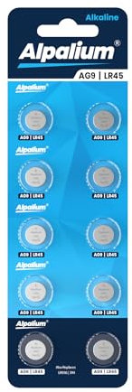 Alpalium AG9 LR45 Alkaline Knopfzelle Batterien 10er Pack - 1.5V Ohne Quecksilber, Premium Qualität & Lange Lagerfähigkeit