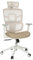 MyBuero Drehstuhl ergonomisch ERGOMY I W Bürostuhl mit Flexibler Lordosenstütze, Kopfstütze, Armlehnen, Netz-Rückenlehne, Stoff Beige