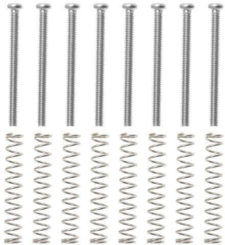 Create idea 8 Set Di Viti Di Montaggio Per Pickup Humbucker M2,5 X P0,45 Lunghezza 31 Mm Con Molle Da 28 Mm Per Installazione E Regolazione Di Pickup A Doppia Bobina Per Chitarra Argento