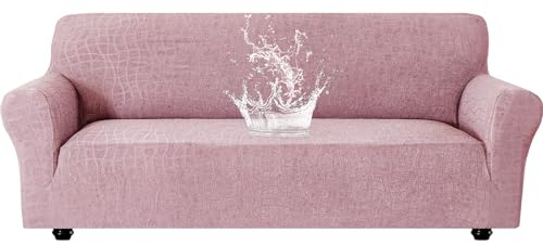 Ystyle Stretch Sofa Überzug 3 Sitzer Mit Armlehnen, Rosa | Elastisch Couch Bezug, Universal Sofaschoner Rutschfest Für Wohnzimmer Protector Für Hunde Haustiere, Waschbare Sofa Cover