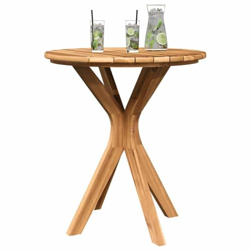 vidaXL Bistro Table Brown 70 x 70 x 75 cm Solid teak wood, Elegant Round Teak Outdoor Table, Durable Weather-Resistant Garden Furniture, Matte Finish Contemporary Design for Patio