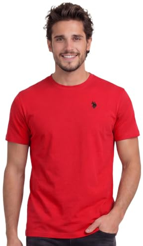 U.S. POLO ASSN. Herren T-Shirt (S-3XL) Basic Rundhals Baumwoll-Shirt Kurzarm P012 - Rot-Navy Größe XL - Gr.XL