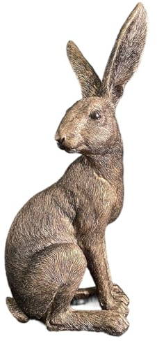 NONDK Gold Hare Ornament, Sitting Hare Antique Finish, Brass/Bronze Antique Style Collectable Decor Wildlife Easy to Use