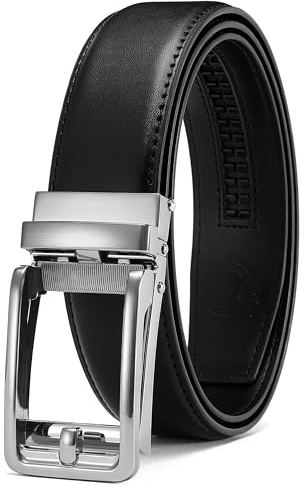 CHAOREN Cintura Uomo, Cricchetto Automatica Fibbia 35mm | Micro-Regolazione Senza Fori, Tagliabile Alla Lunghezza, Business, Jeans & Quotidiano