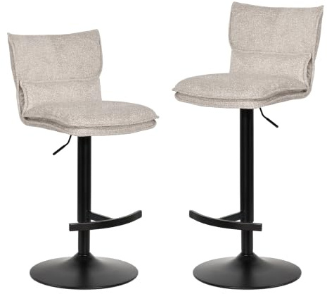 Duhome 2er Set Barhocker Höhenverstellbar Barstuhl Drehbar aus Bouclé Küchenhocker mit Fußstütze Polsterhocker für Bistro Bar Küche Wohnzimmer, Beige