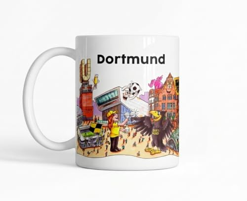 Tasse Dortmund Skyline | Ruhrpott | Kaffee, Tee, Kakao, Geschenk Freunde, Familie, Weihnachten, Geburtstag | Keramik | kaffeebecher, 330ml, 33cl