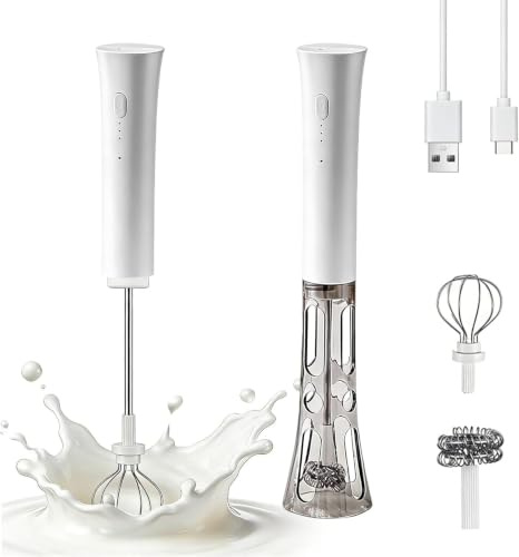 Akku Milchaufschäumer, Milchaufschäumer Aufladbar, Aufschäumer Stab | mit 5000–7000 U/min, Milchschäumer für Cappuccino Latte Matcha, ohne manuelles Aufschäumen, Küchengeschenk